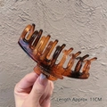 11cm amber hair claw clip with cross hollow design for thick hair styling - Dragon Bone Style / Dark Brown