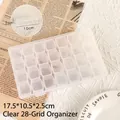 Caja organizadora transparente de 28 compartimentos para joyas y collares 17,5x10,5cm - Caja de Almacenamiento Transparente de 28 Rejillas