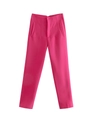 Pantaloni da donna rosa pesca a vita alta, taglio corto slim stile elegante - XS / Pantaloni e gonne / viola rosa