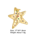 Golden starfish pendant with colorful zircons for DIY jewelry making 17x16mm size - Starfish Pendant