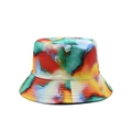 Dettaglio del motivo tropicale e cuciture rinforzate sul cappello a secchiello floreale - Taglia unica / Texture Colorata con Pittura a Olio (04)
