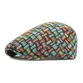 Retro flat cap with vibrant colorful woven checkered pattern and textured fabric - Adjustable / Colorful Plaid