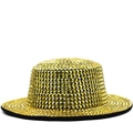 Cappello di lana da palcoscenico per uomo e donna con borchie dorate e tesa nera - M(56-58cm) / Stile Oro (03)