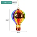 Addobbo natalizio a mongolfiera arcobaleno in vetro, altezza 12 cm, diametro 8 cm - Mongolfiera