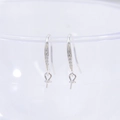 S925 sterling silver earring hooks with white cubic zirconia on a glass edge - Silver