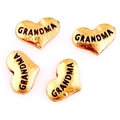 Golden heart-shaped metal charms with grandma engraving for floating lockets - Gold Heart-GRANDMA