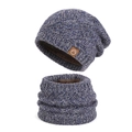 Set berretto e scaldacollo in maglia blu-grigio con spessa fodera in pile caldo - Blu Navy Misto Set 2 Pezzi (6124)