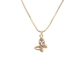Gold plated copper butterfly pendant necklace with micro-pave zircons on a box chain - Elegant White Zirconia Butterfly