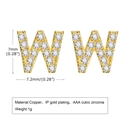 Gold plated letter W stud earrings featuring sparkling AAA cubic zirconia crystals - Letter W
