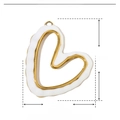 Pendentif cœur en émail blanc avec cadre en acier inoxydable doré et dimensions 21x24mm - YE266-Cœur Blanc Bordure Irrégulière