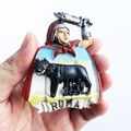 Hand-painted resin Rome magnet featuring a gladiator and Capitoline Wolf icon - Rome Wolf Legend Warrior