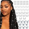 Silver metal hair rings and hollow cuffs set for braiding hairstyles and dreadlocks - 40 Pieces Set / Silver