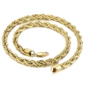 Golden braided twist rope chain necklace made of stainless steel displayed on white background - 40cm (16 inches) / 8mm / Gold