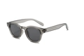 Retro-Sonnenbrille mit transparentem grauem quadratischem Rahmen und dunklen Gläsern - Transparenter Grauer Rahmen & Graue Gläser