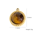 Golden rope texture round Tiger Eye stone pendant with 11.5mm width and 1.8g weight - Twisted Rope Round Pendant - Yellow Tiger Eye