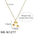 Polished 18K gold cherry pendant necklace with twist chain dimensions of 39 plus 5 cm - Cherry Pendant Style (NB-N1277)