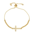 Bracciale a croce dorato regolabile con pietre scintillanti e chiusura a sfera scorrevole - Stile D-Catena Di Perline A Croce