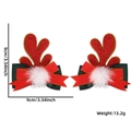 Christmas deer antler hair clips with red glitter, ribbon bows and white pom-poms - White Ball Bowtie Red Sequins Antler Style