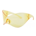 Y2K rimless wrap around sunglasses in transparent bright yellow with sleek finish - Yellow