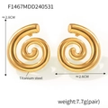 Orecchini a spirale dorati in acciaio al titanio con design geometrico da 2,8cm - Oro