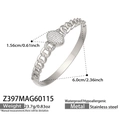 Silver stainless steel chain bracelet with micro-pave zircon oval piece and 18k gold plating - Oval White Zirconia Style (Z397) / Silver