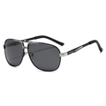 Occhiali da sole aviator da uomo fotocromatici polarizzati con montatura nera e dettagli argento - Lente polarizzata / Montatura Argento Nero Lenti Grigio Nero