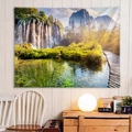 Arazzo rettangolare con paesaggio di cascate e montagne per la decorazione interna - 150x130cm / Paesaggio cascata luminosa