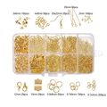 10-piece gold DIY jewelry making kit with lobster clasps, ear hooks, and jump rings - Gold