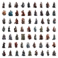 Set di 70 simpatici adesivi per personaggi anime in stile antico e decorativi - 60 Pezzi/Confezione / Ragazzo in Costume Antico