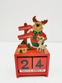 Detail of wooden Christmas advent calendar with reindeer motif and seasons greetings sign - 22032-Red Reindeer