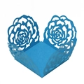 Detailed laser-cut sky blue hollow rose paper cupcake liner for wedding decoration - Sky Blue