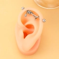Vintage silver snake industrial barbell piercing jewelry on a silicone ear model - Antique Silver Snake Alloy (WG-0955)