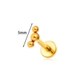 Stud de labret en titane G23 doré avec trois billes alignées et marquage de taille de 5mm - 5mm / Doré