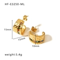 Golden C-shaped earrings with hammered texture and multi-color zircon stones - Gold Hammered C-Shape Multicolor Rhinestone Earrings(HF-E3250-ML)