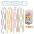 Set di 100 elastici per capelli colorati ad alta elasticità in un barattolo per donne - 100 pezzi/barattolo / Serie Macaron