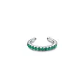 Minimalist S925 sterling silver ear cuff with paved green zircons for non-pierced ears - 925 Silver / Green Rhinestone Silver (RHE680)