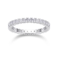Classic S925 sterling silver eternity ring featuring brilliant round moissanite stones - R13148+gra/black Card / US Size 7 / Circumference 54.3mm