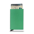 Green metal RFID blocking card holder with automatic pop-up mechanism and matte finish - Green