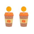 Dettaglio orecchini a forma di tazza di caffè alla zucca glitterata per Halloween - Stile Tazza da Caffè alla Zucca n. 2