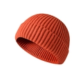Winter orange knit cuff beanie hat in ribbed hip hop style for men and women - One Size / Orange