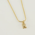 Golden snake chain necklace with sparkling crystal letter R pendant for women - Letter R / Gold