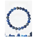 Lapis Lazuli 8mm round bead bracelet with card showing health and good luck benefits - Lapis Lazuli Bracelet