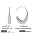 Silver stainless steel triple-layered C-shape drop earrings, waterproof and hypoallergenic - Teardrop Earrings (JDE0305042-S)