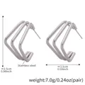 Three-layer silver geometric stainless steel hoop earrings in a minimalist square design - Three-Line Square Geometric Earrings / Steel