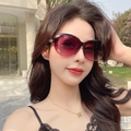 Polarized camellia sunglasses with oversized gradient lenses and ornate metal temples - Trending Red