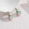 French vintage 18K gold plated stainless steel enamel stud earrings with rhinestones - Colorful
