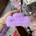 Minimalist purple plush square hair claw clip with soft faux fur texture for women - Large Purple (approx. 12cm)