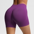 Purple high-waisted seamless biker shorts for women with peach butt lift effect - Plum Purple