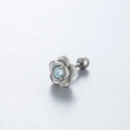 Orecchino a perno rosa spinosa in acciaio al titanio con zircone blu chiaro e vite - Stile Rosa-Blu Mare Chiaro (A91-2#) / Chiusura a vite