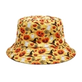 Détail du chapeau bob Halloween jaune avec motifs citrouilles, fantômes et araignées - M (56-58cm) / Motif d'Impression Totale Halloween Jaune (2#)